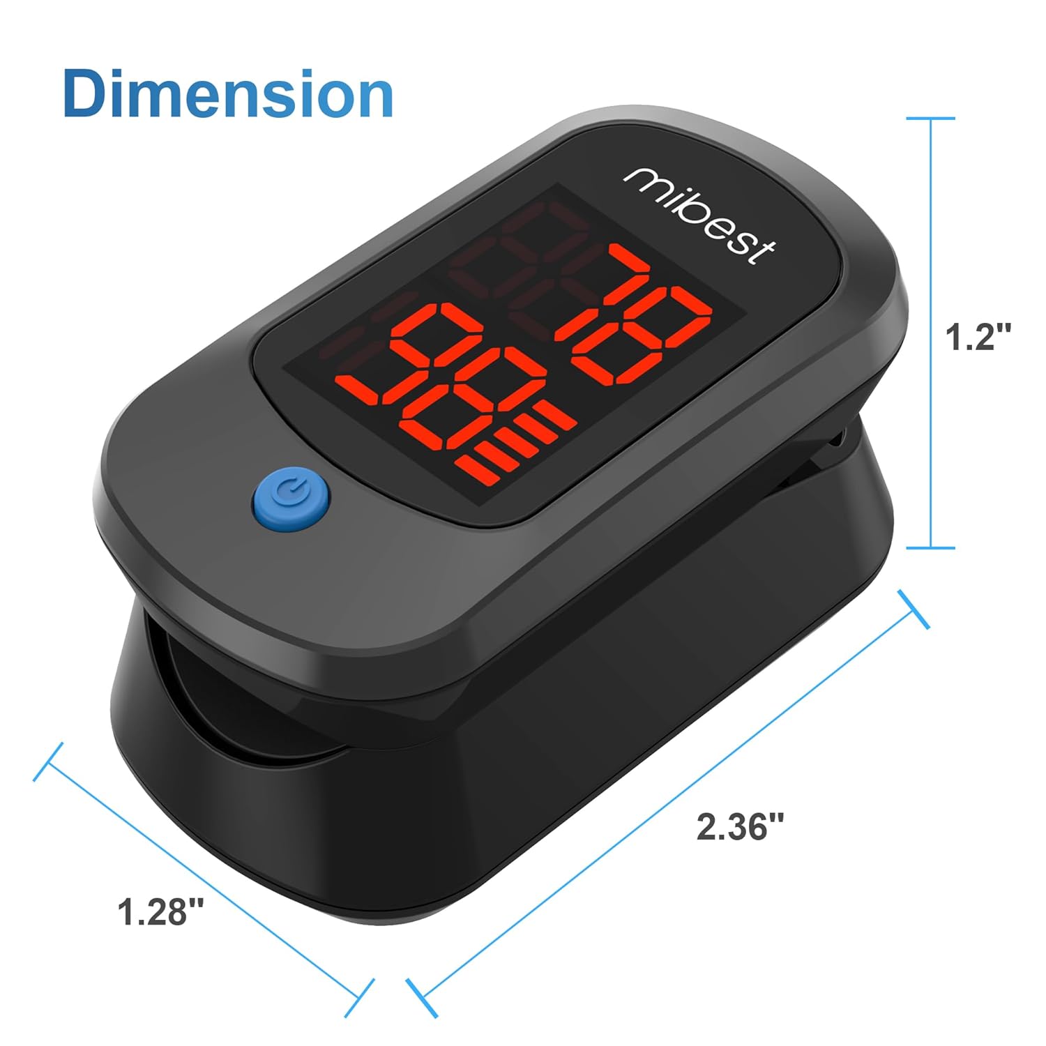 Fingertip Pulse Oximeter Blood Oxygen Saturation Monitor (Black) H684626