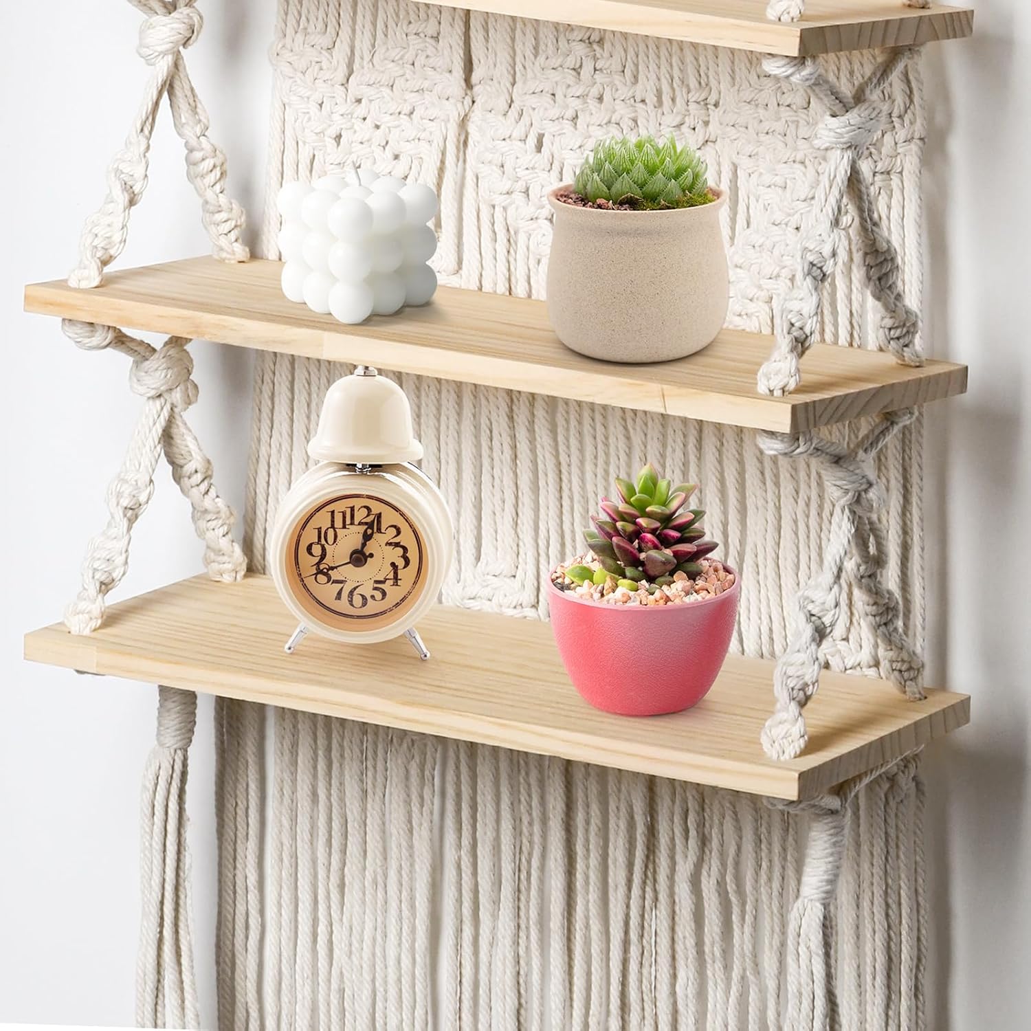 3 Tier Macrame Wall Hanging Shelf C145