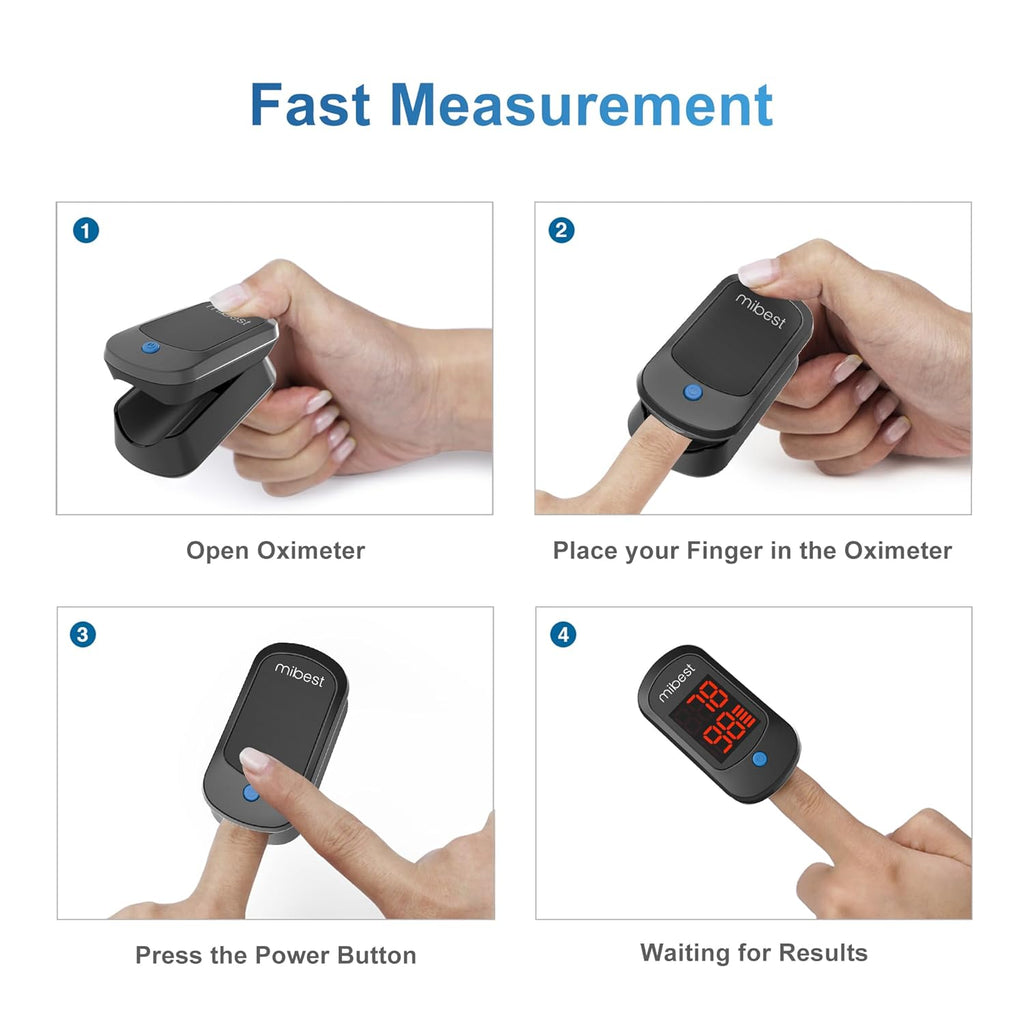 Fingertip Pulse Oximeter Blood Oxygen Saturation Monitor (Black) H684626
