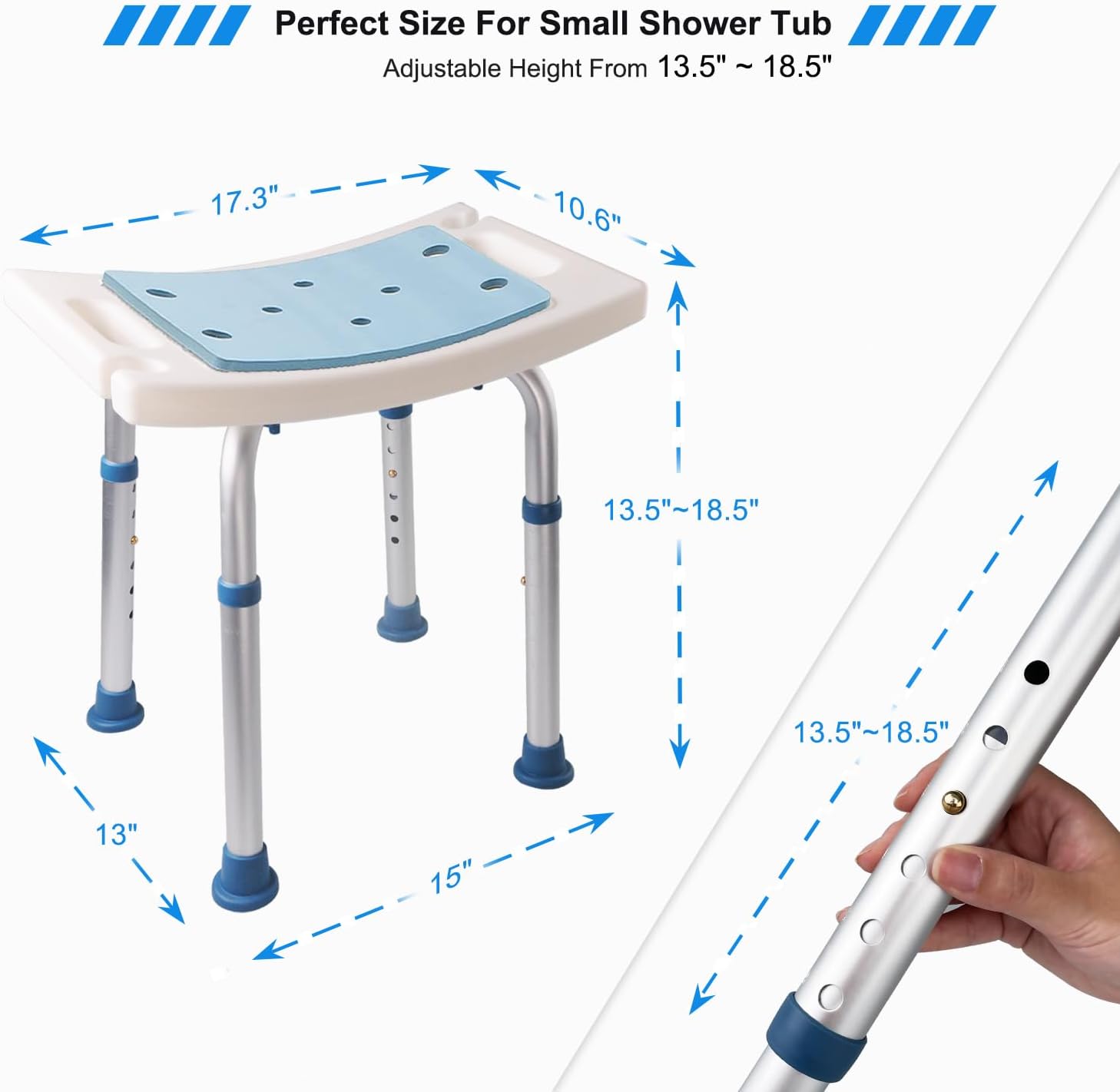 Shower Stool with Shower Head Holder, 350LBS Capacity Y419588