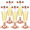 30 Pcs 150 ml Rose Gold Plastic Stemmed Champagne Flutes F2367