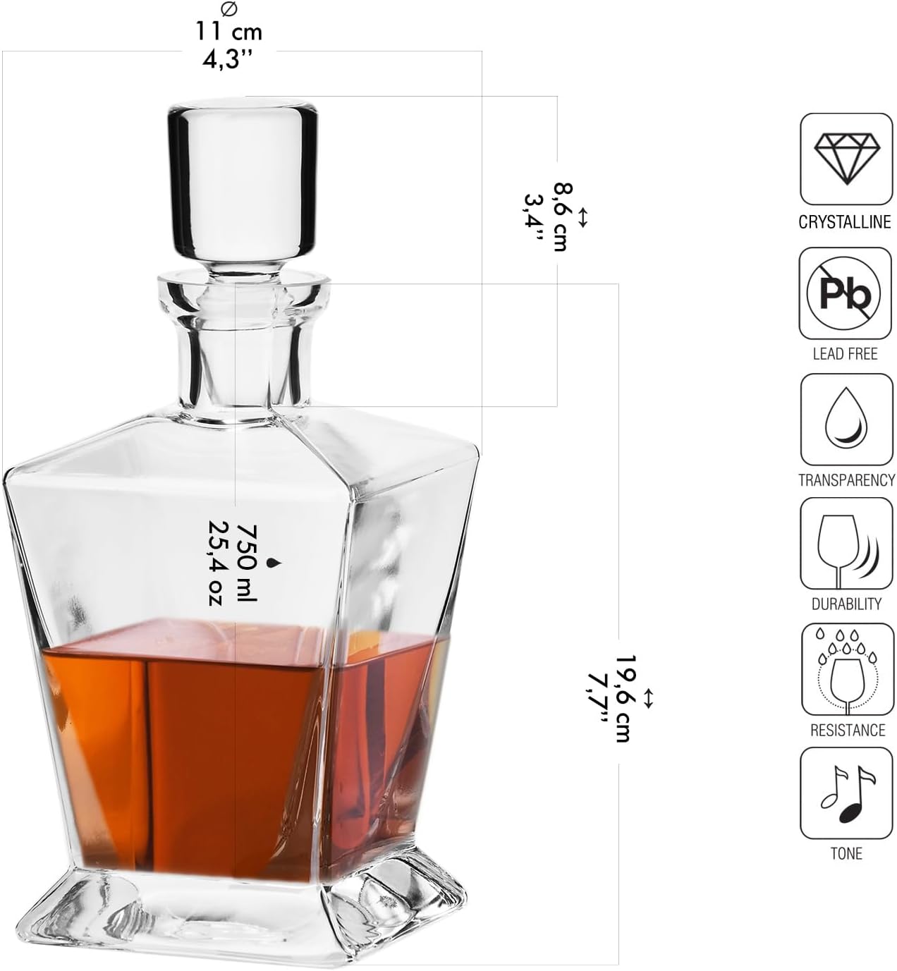 Whiskey Decanter Carafe with Stopper 25.4 oz B3265