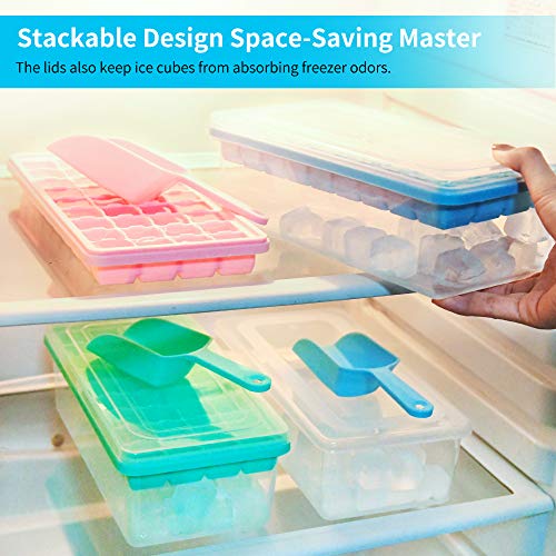 Food-grade Silicone Ice Cube Tray with Lid and Storage Bin, 36 Small Nugget Ice Maker Q657