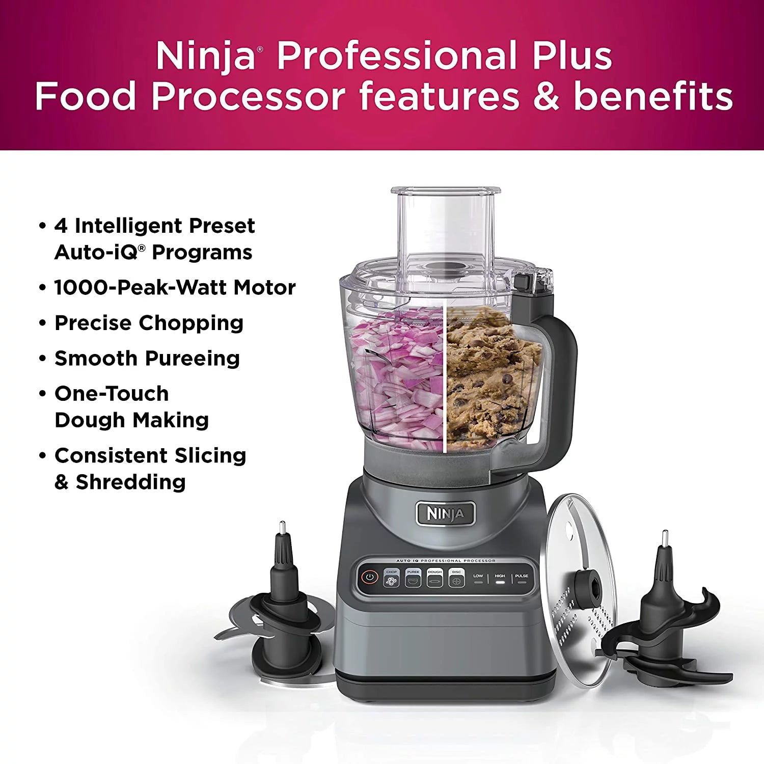 Restored 9Cup Silver Stainless Food Processor 1000 Watts X95797