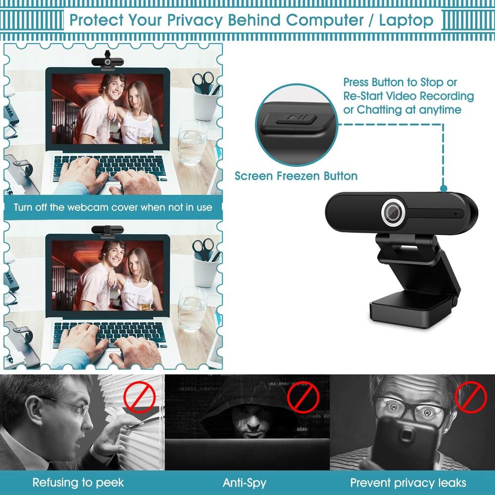 4K Webcam with Microphone 8MP USB 1080P Privacy Cover Mini Tripod Pack of 2 E932336