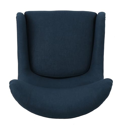 Navy Blue High Back Accent Sofa Armchair with Wood Legs X49291