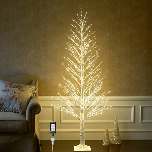 6FT 810 LED Lighted Twig White Alpine Tree Y470