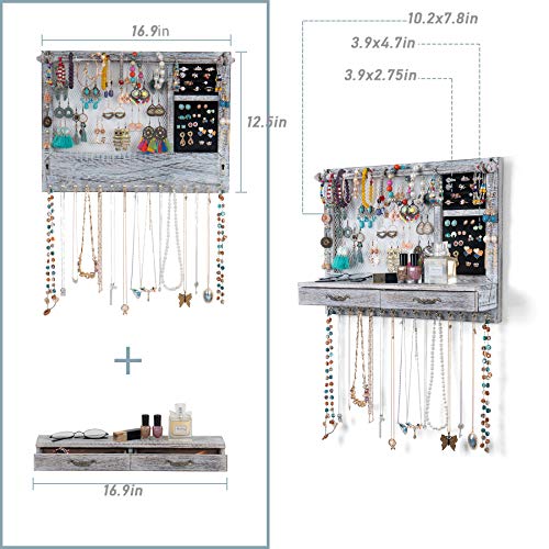 Jewelry Wall Organizer Wall Mounted with Drawers (brown) U7359