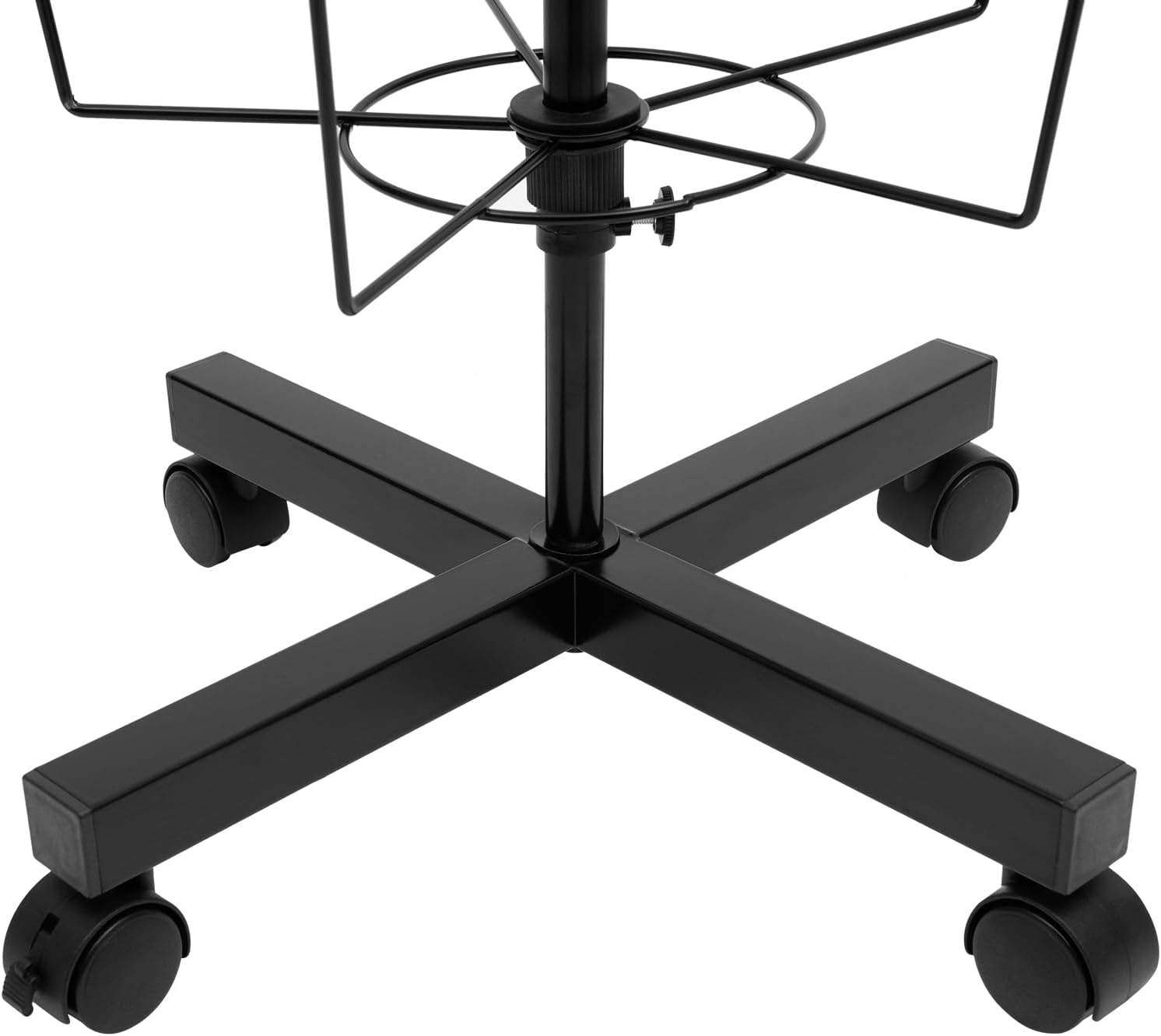 7 Tier Rotating Hat Display Stand with 4 Wheels, Adjustable Metal Hat Stand, 35 Metal Hooks, Black P438591