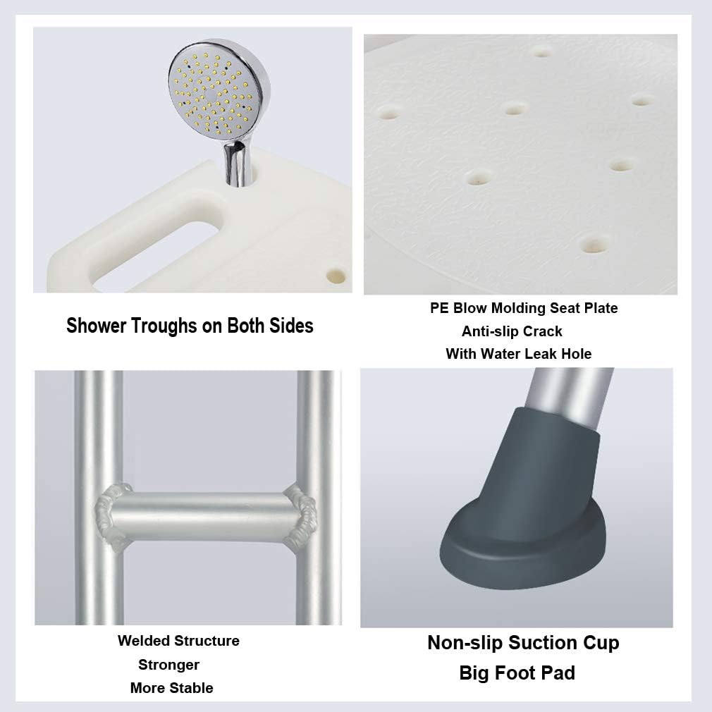 Folding Bath Stool with Back Anti-Slip Rubber Feet Y2742