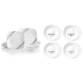 18-Piece Service for 6 Dinnerware Set, White Triple Layer Glass F852466