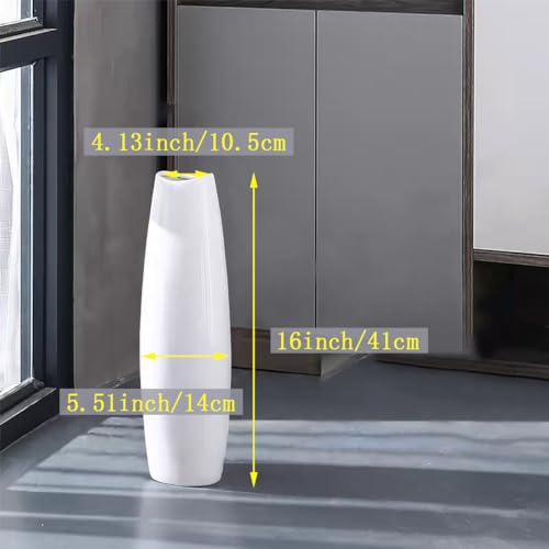 White Ceramic Tall Floor Vase 22.8 Inch T71486