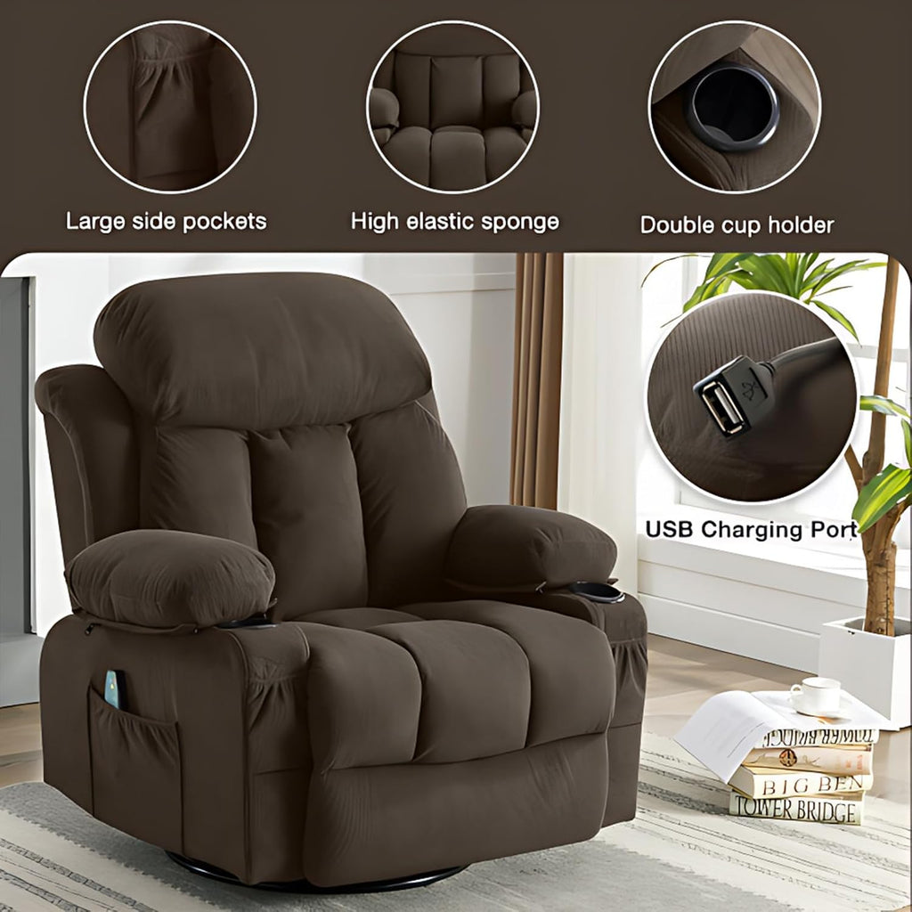 Brown Swivel Massage Recliner Sofa I206