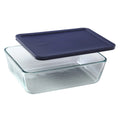 11-cup Rectangular Glass Food Storage Container with Blue Lid P579474