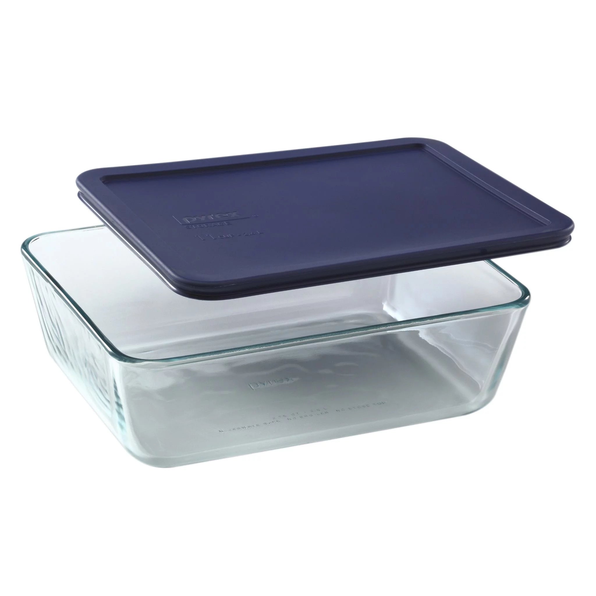 11-cup Rectangular Glass Food Storage Container with Blue Lid P579474
