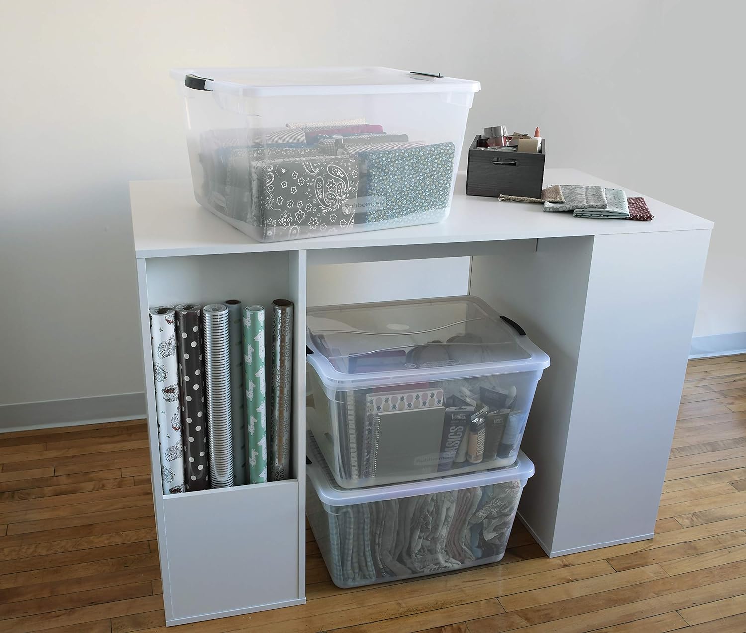Clear 71 QT Pack of 4 Stackable Large Storage Containers with Latching Clear Lids G30462