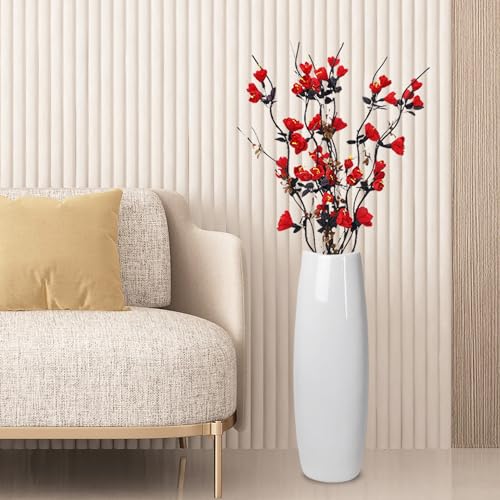 White Ceramic Tall Floor Vase 22.8 Inch T71486