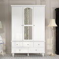 White 3 Door Wardrobe with Mirror and 5 Drawers R526953