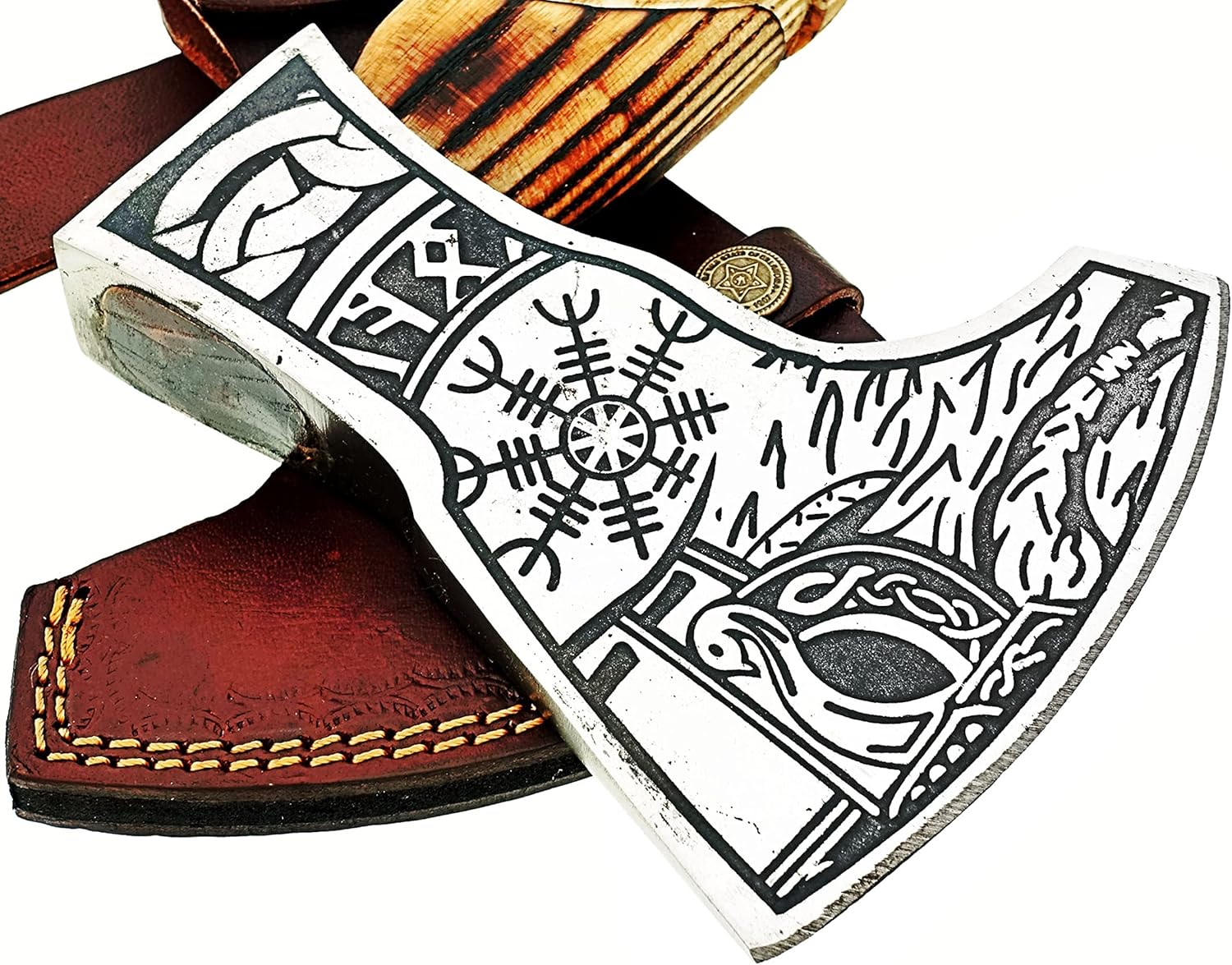 Forged Carbon Steel Viking Axe with Rose Wood Shaft T540781