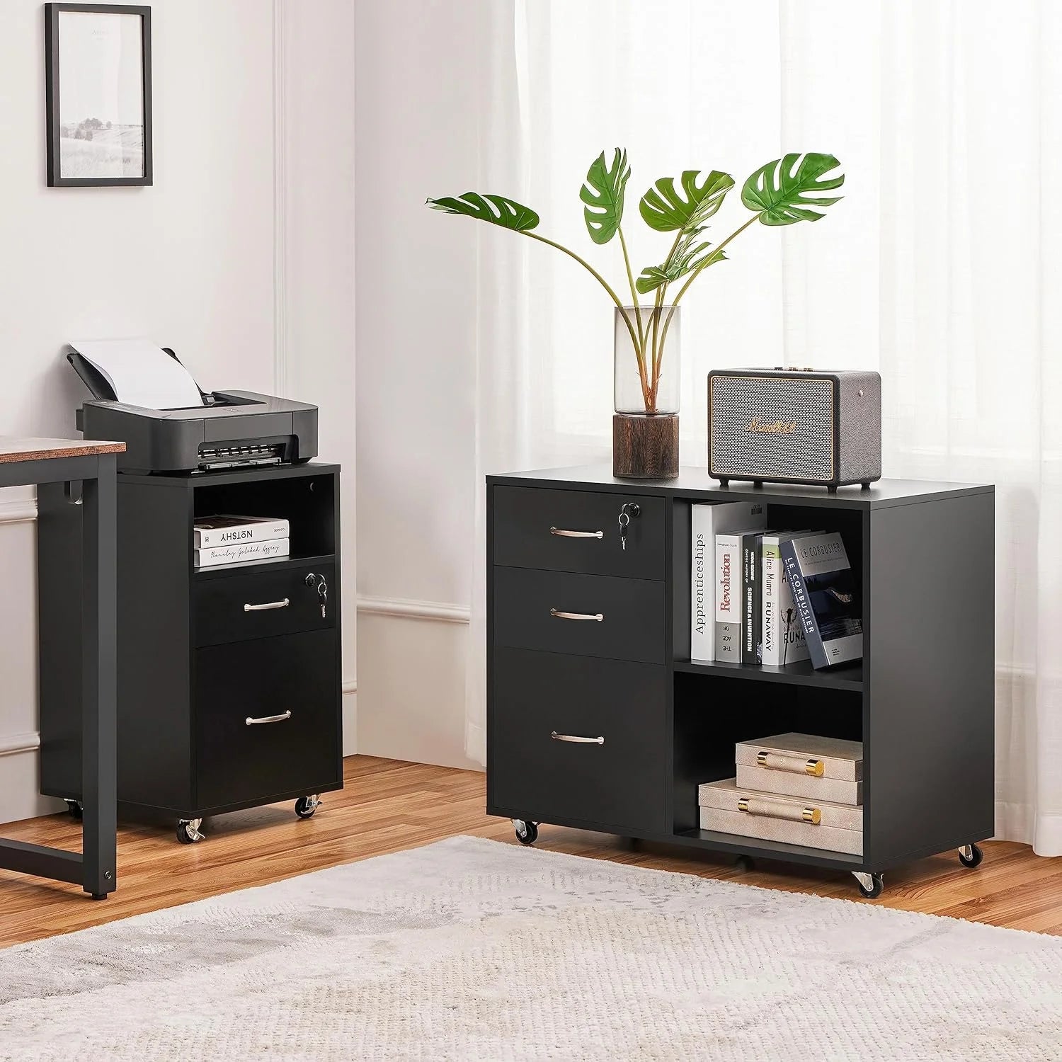 Black 3 Drawer Lateral Filing Cabinet H62144