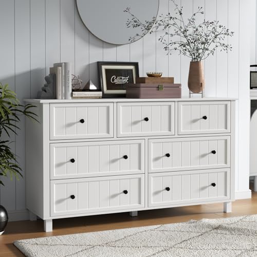 White 7 Drawer Dresser J1166