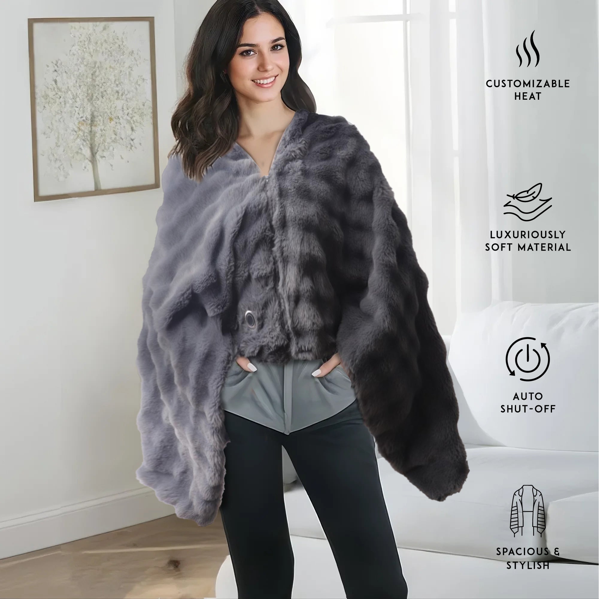 Ultimate Comfort & Relaxation Bundle: Heated Plush Shawl + Shiatsu Neck & Back Massager