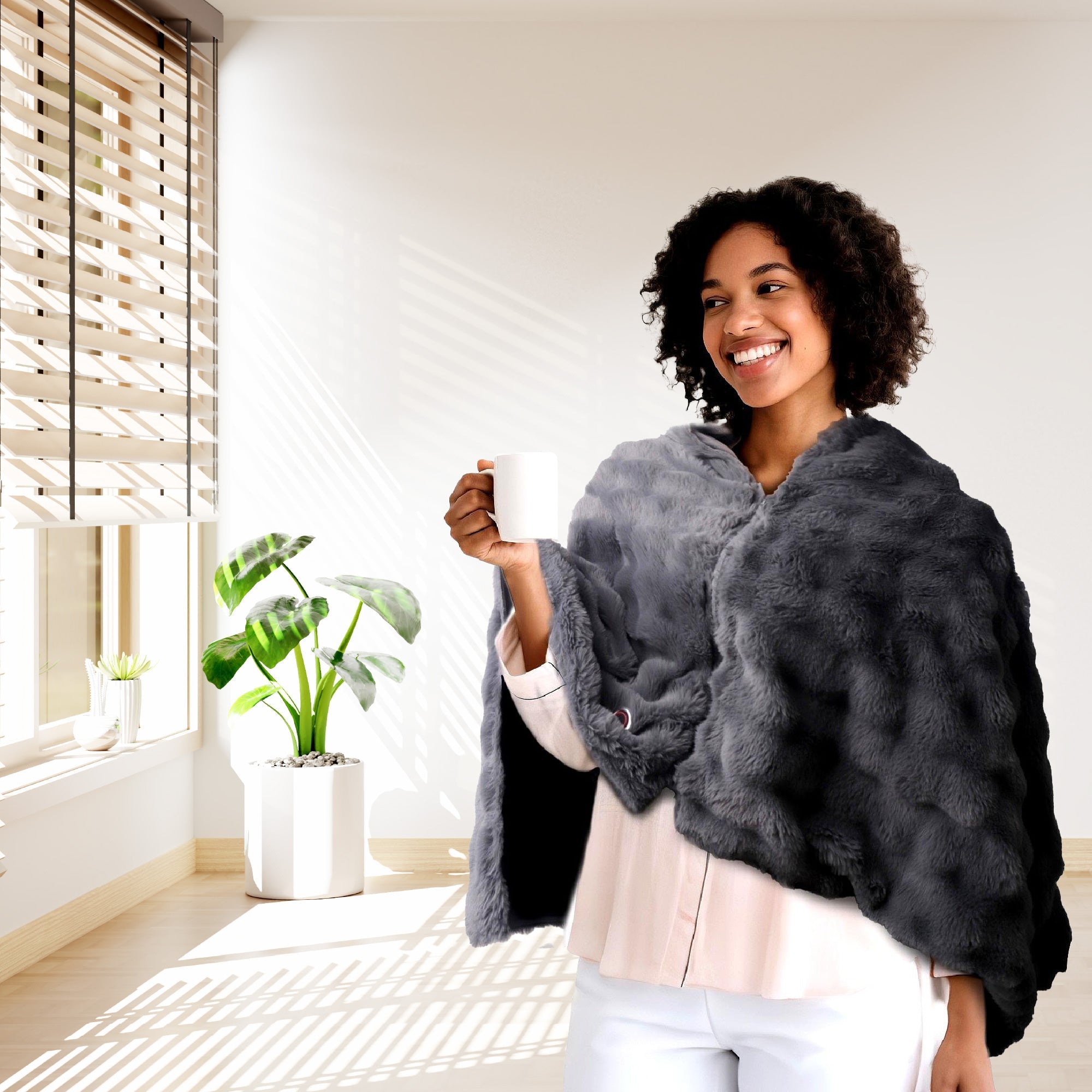 Ultimate Comfort & Relaxation Bundle: Heated Plush Shawl + Shiatsu Neck & Back Massager