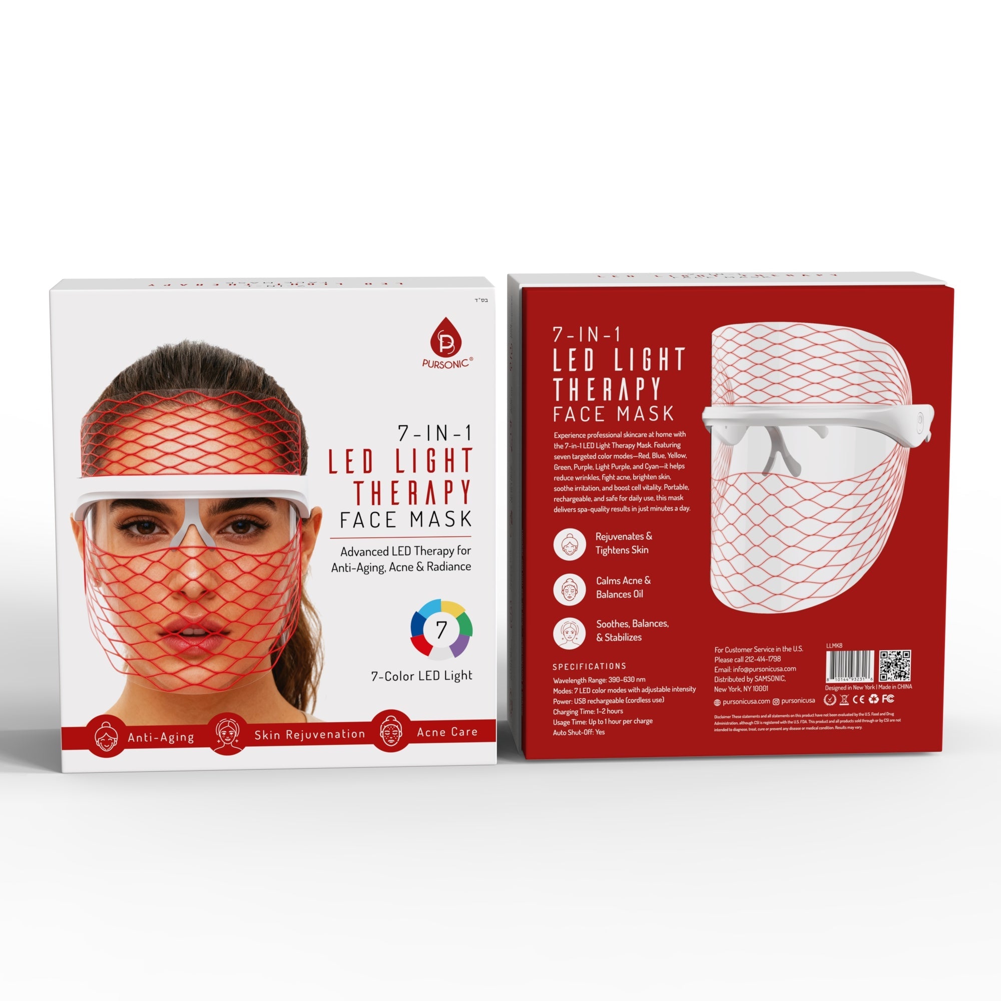 Pursonic 7-in-1 LED Light Therapy Face Mask – Rejuvenate, Restore & Reveal Your Glow
