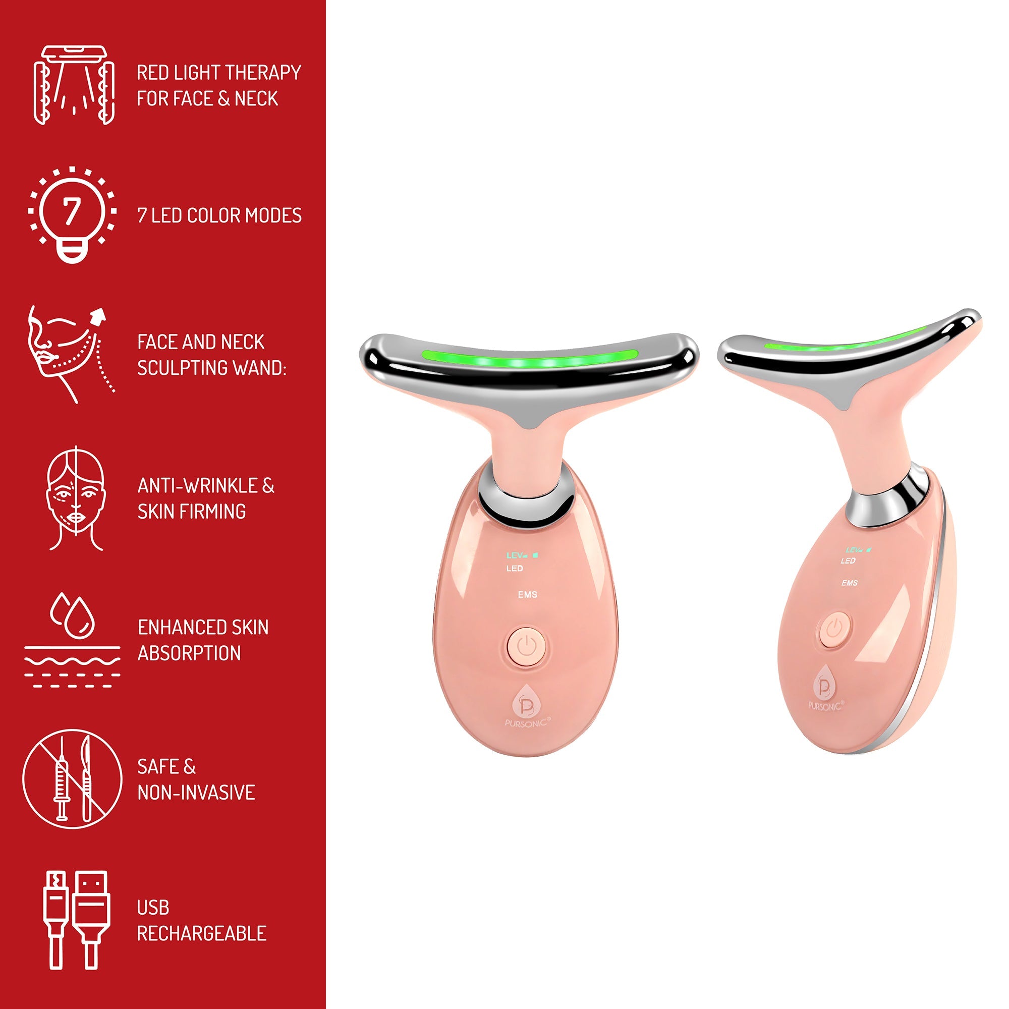 Glow & Renew Skincare Bundle: Facial Steamer, 7-in-1 LED Light Therapy Device & Vitamin C 20% Serum