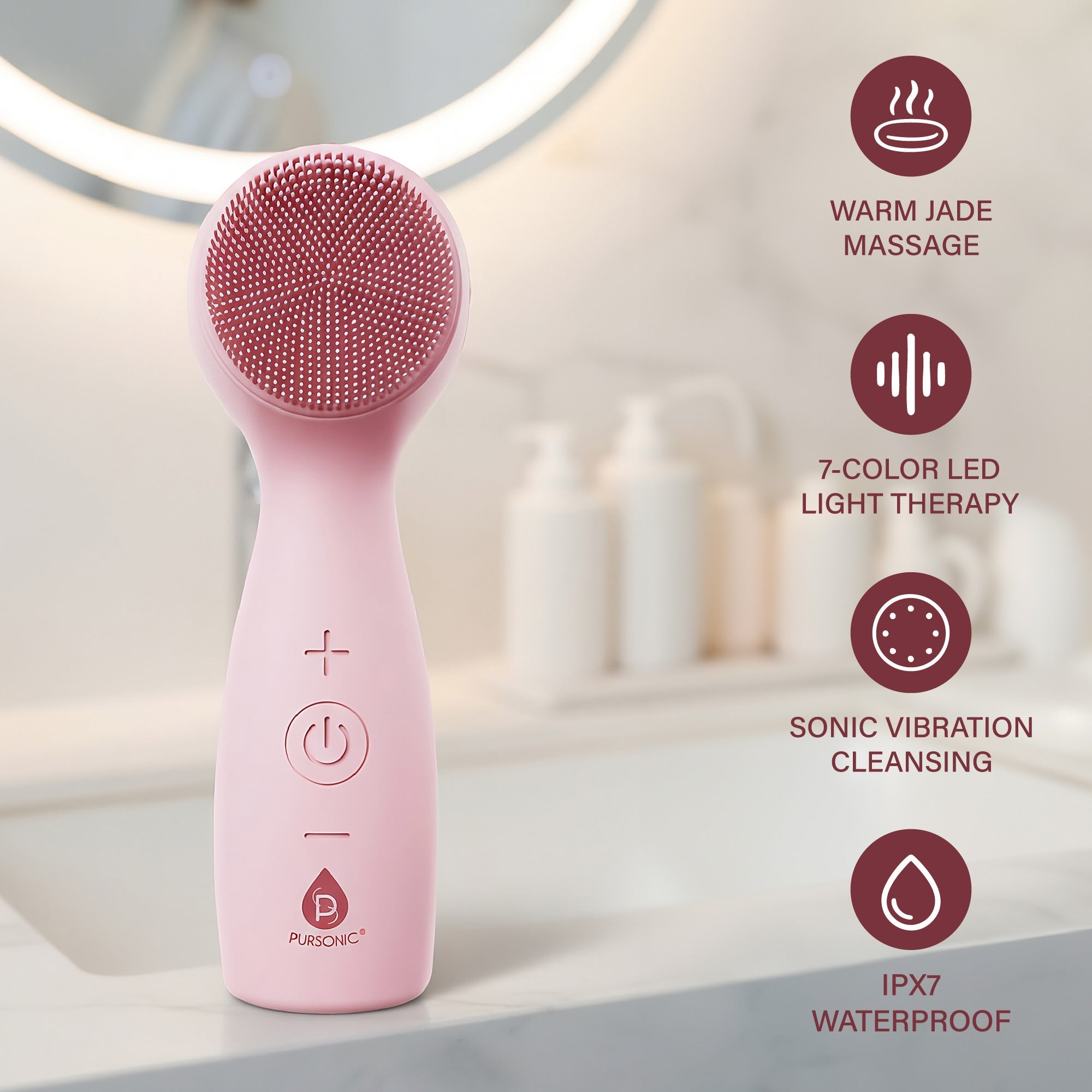 3-in-1 Sonic Facial Cleanser with Heated Jade & 7-Color LED Light Therapy – Pursonic Radiance Device