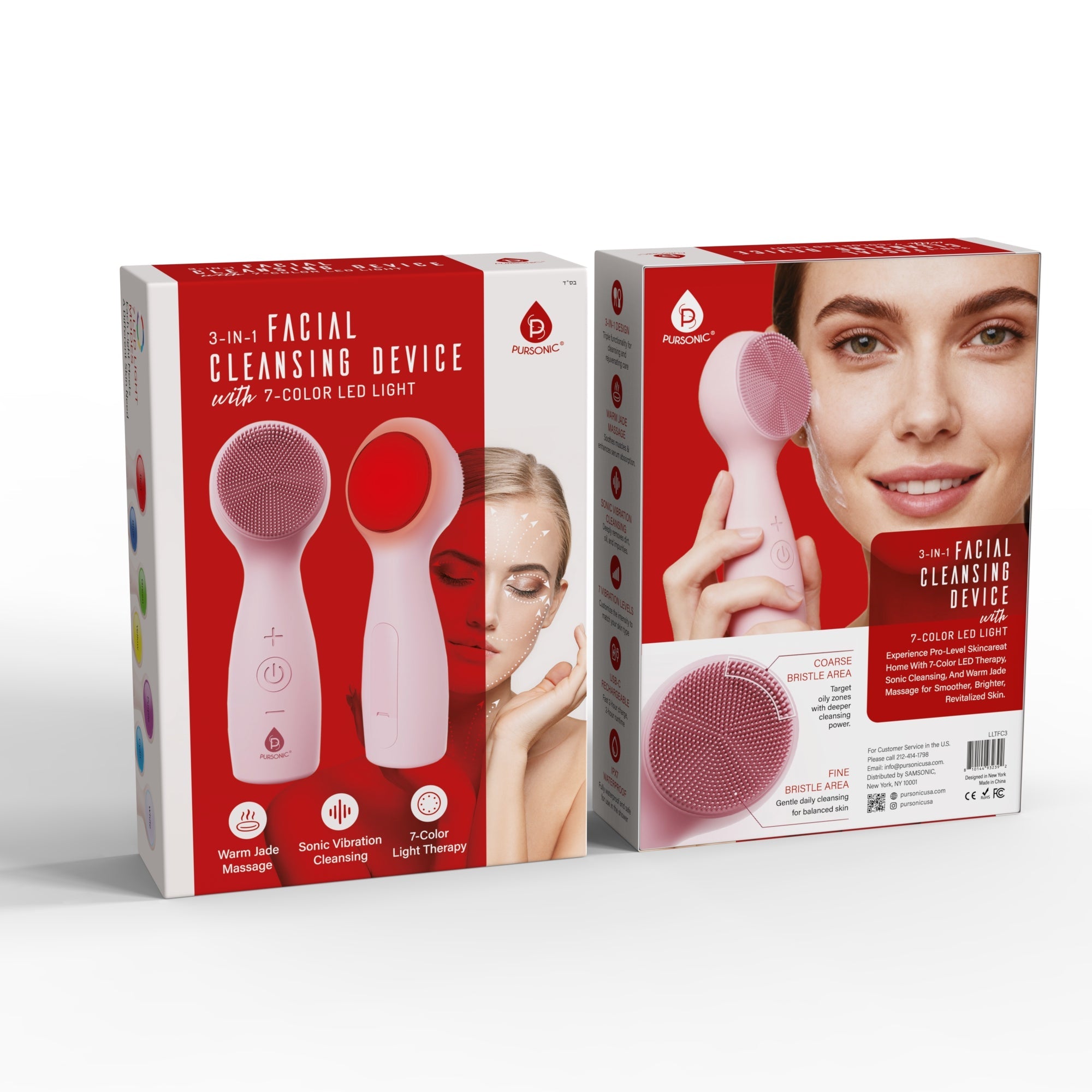 3-in-1 Sonic Facial Cleanser with Heated Jade & 7-Color LED Light Therapy – Pursonic Radiance Device