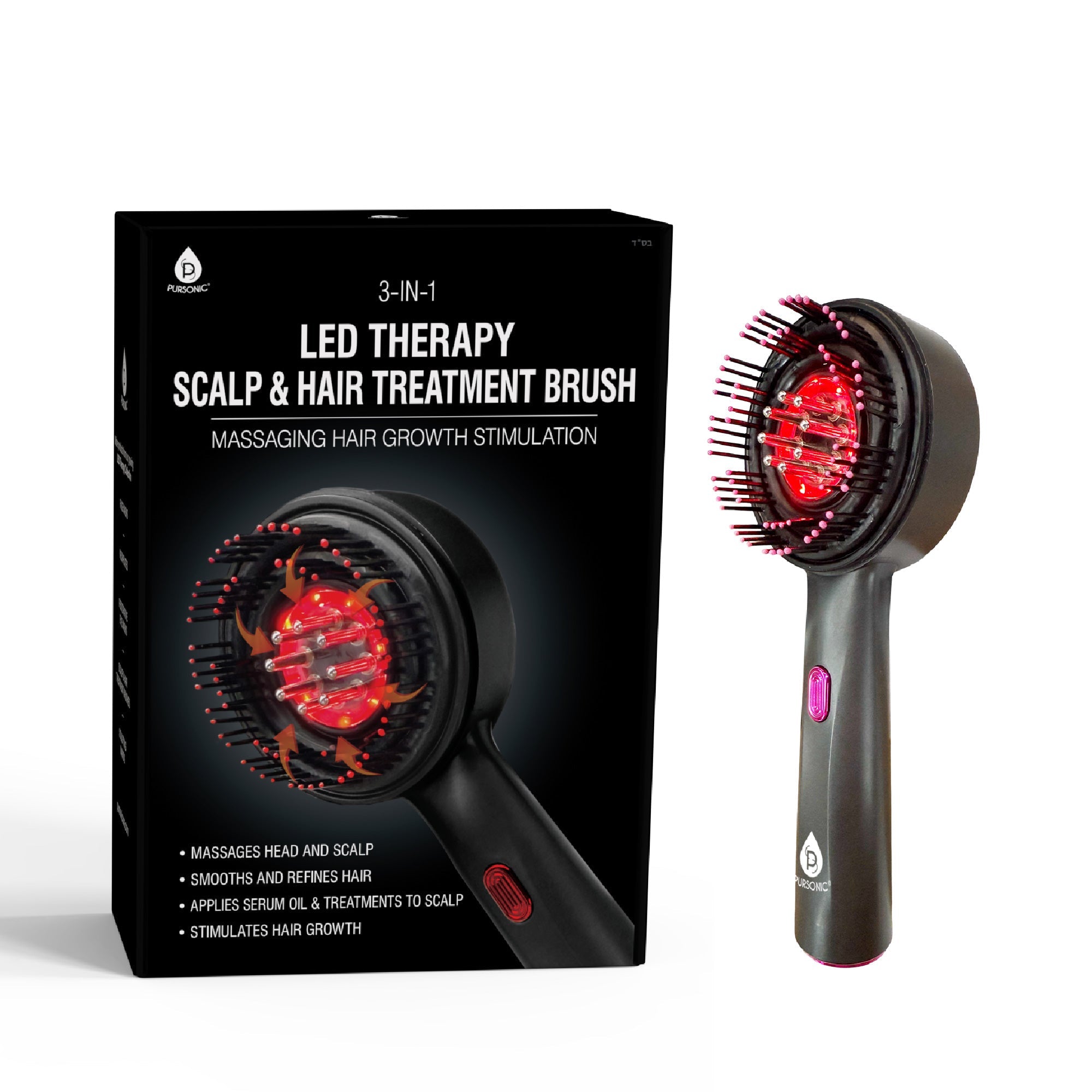 3-in-1 LED Therapy Scalp & Hair Treatment Brush – Stimulate Growth, Boost Volume, Enhance Scalp Health