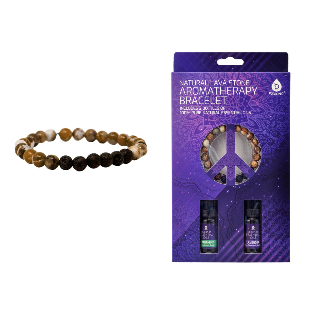 Mindful Energy Jewelry Set: Natural Lava Stone Bracelet with Essential Oils Set & Trinity Gemstone Necklace