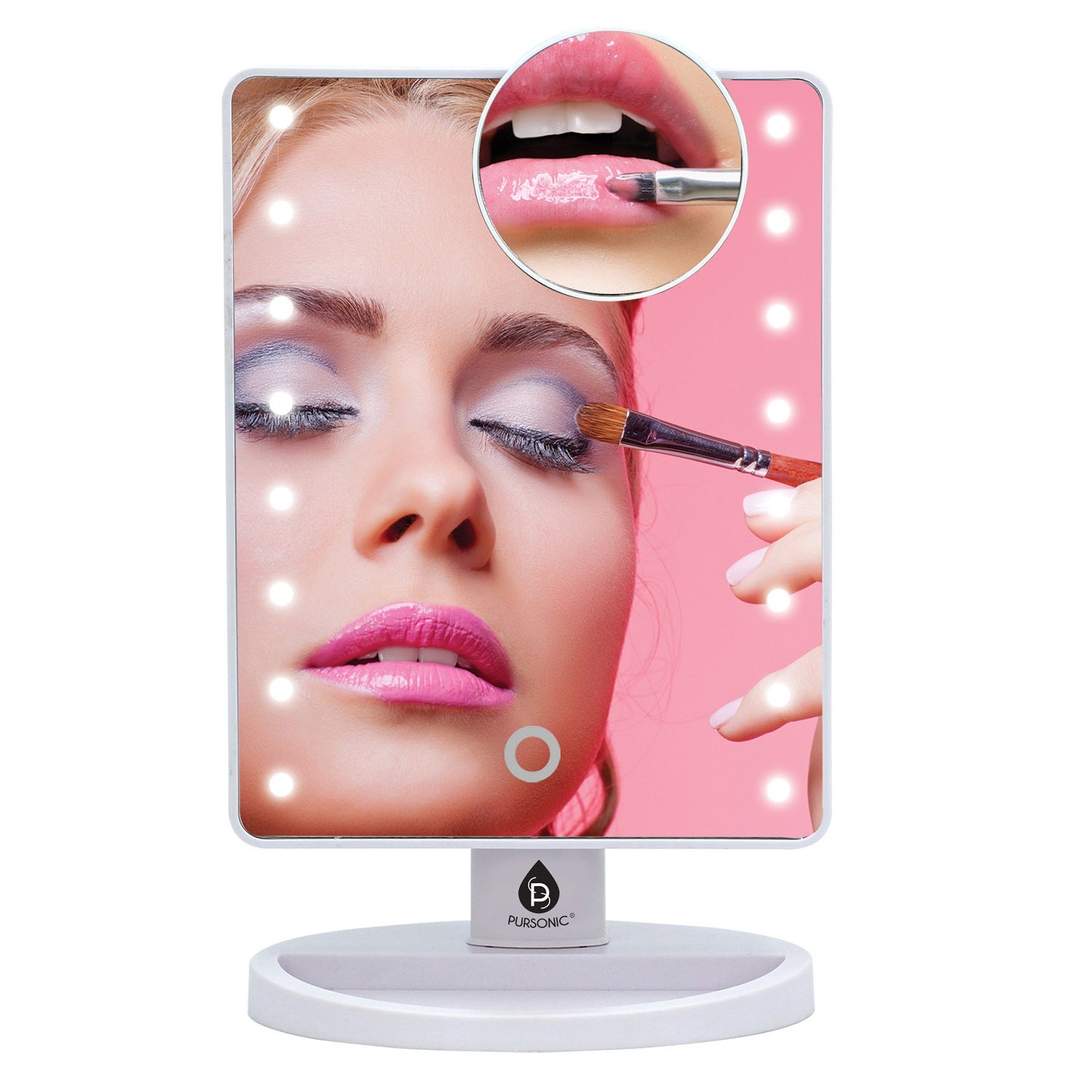 Pursonic Makeup Essentials Duo – LED Countertop Mirror + 5-Piece Brush Set