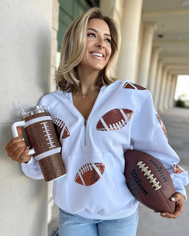 ‘Glam Kickoff’ Long Sleeve Zip Hoodie