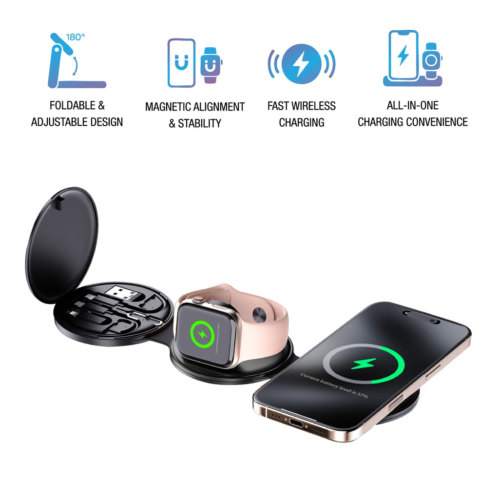 Smart Power & Productivity Bundle: 3-in-1 LED Desk Lamp & 5-in-1 Wireless Charging Station