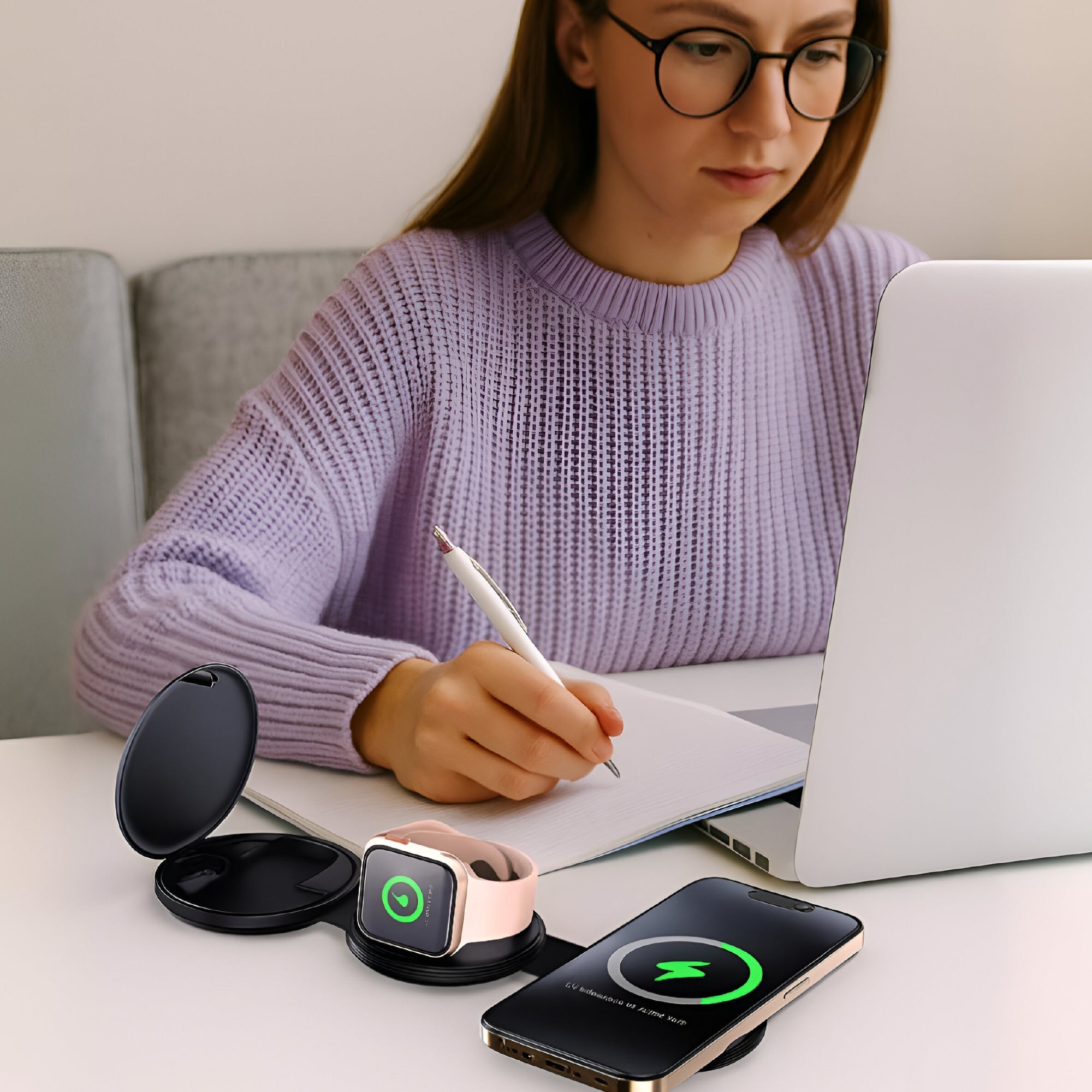Ultimate 5-in-1 Tech Bundle: Folding Wireless Charger & Multi-Function Bedside Alarm Clock