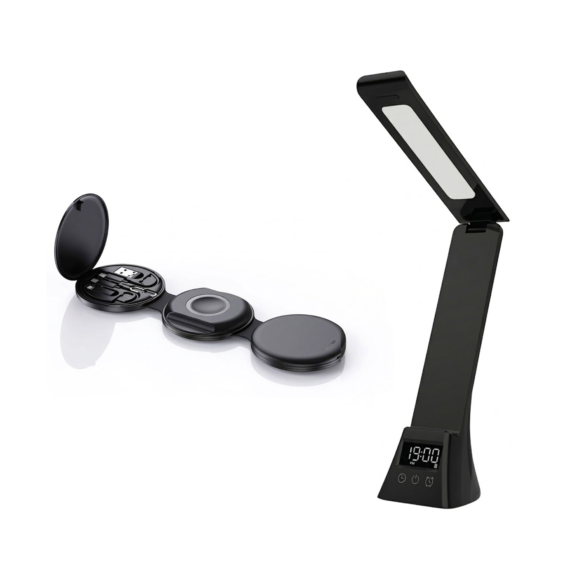 Smart Power & Productivity Bundle: 3-in-1 LED Desk Lamp & 5-in-1 Wireless Charging Station