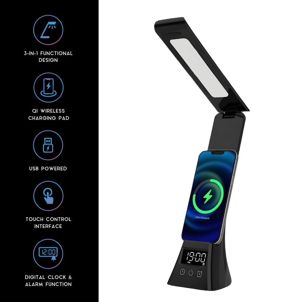 Smart Power & Productivity Bundle: 3-in-1 LED Desk Lamp & 5-in-1 Wireless Charging Station