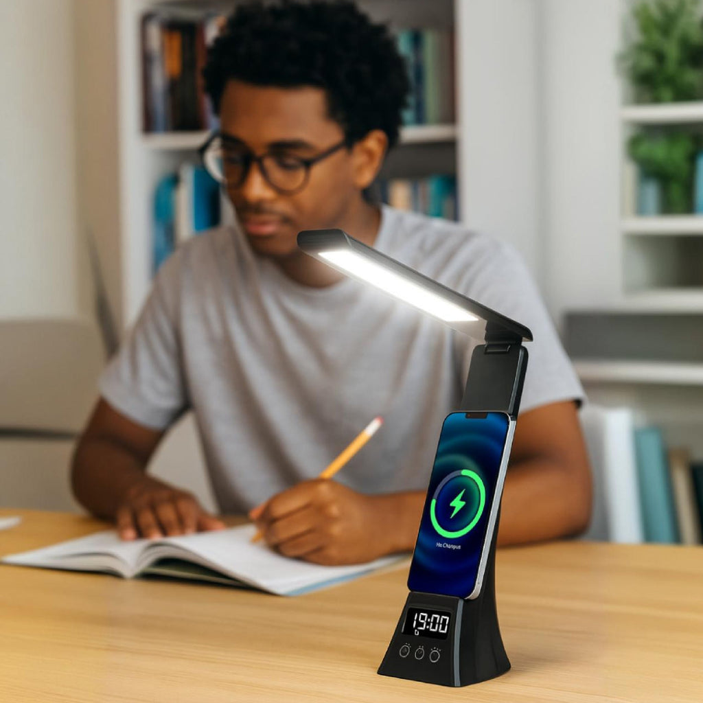 Smart Power & Productivity Bundle: 3-in-1 LED Desk Lamp & 5-in-1 Wireless Charging Station