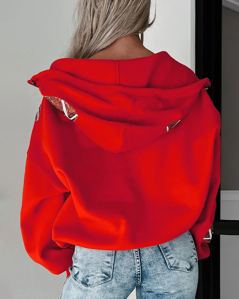 ‘Glam Kickoff’ Long Sleeve Zip Hoodie